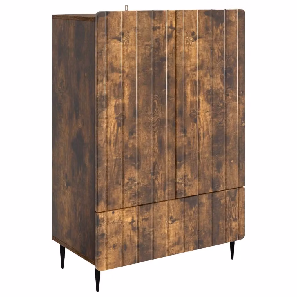 Credenza moderna Design In in Rovere Fumo e metallo per soggiorno o sala da pranzo, L: 66 cm, P: 34,5 cm, H: 97 cm – 2