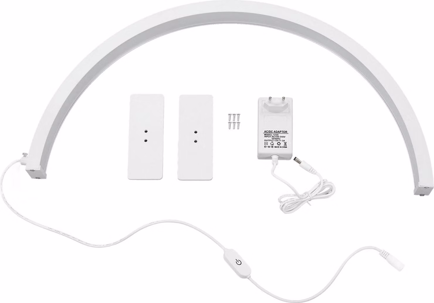 Lampada da tavolo a mezzaluna 28 pollici 35W 3000 k a 6000k luce LED dimmerabile per la cura della pelle in diretta streaming bianco