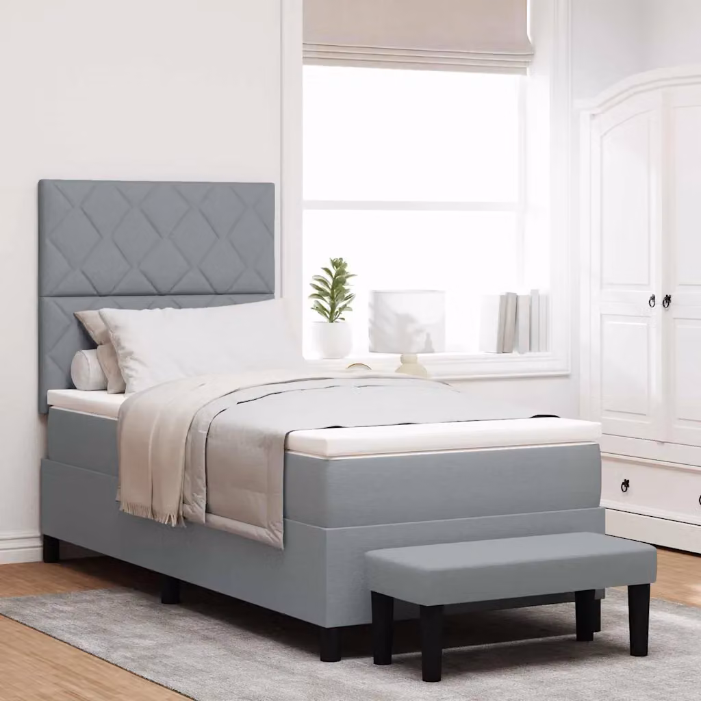 Letto ibrido con molle a tasche e testiera vidaXL, Grigio, L/P/H: 90 x 190 x 25 cm