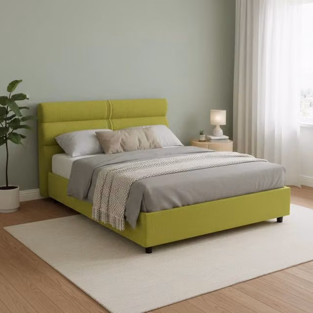 Letto Briona DMORA Piazza e Mezza con Base Contenitore Lift Up, Verde e Nero, L/P: 120 x 200 cm