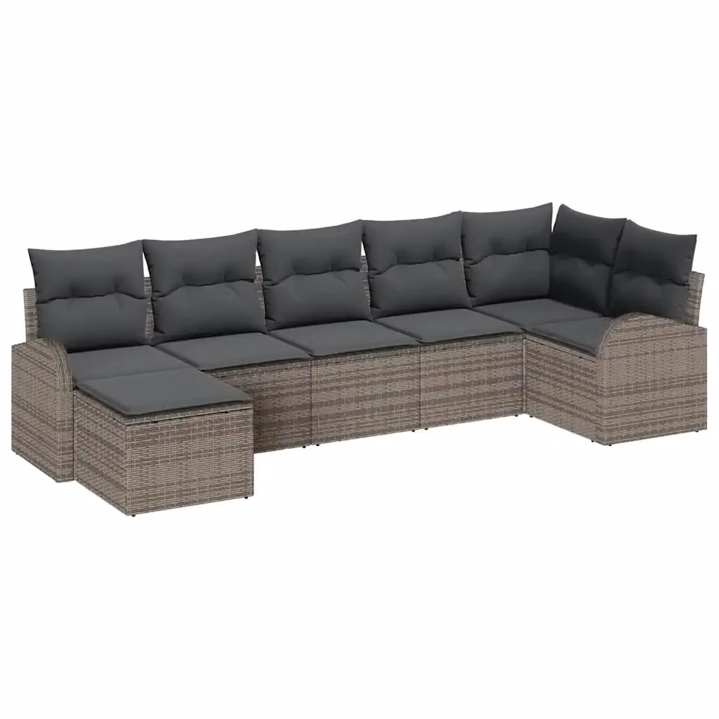 Set Divano da Giardino vidaXL 7 pz Grigio con Cuscini e Struttura in Metallo e Rattan – 2