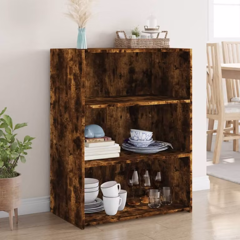 Credenza moderna vidaXL in legno multistrato color rovere fumo L: 70 cm, P: 41 cm, H: 93 cm