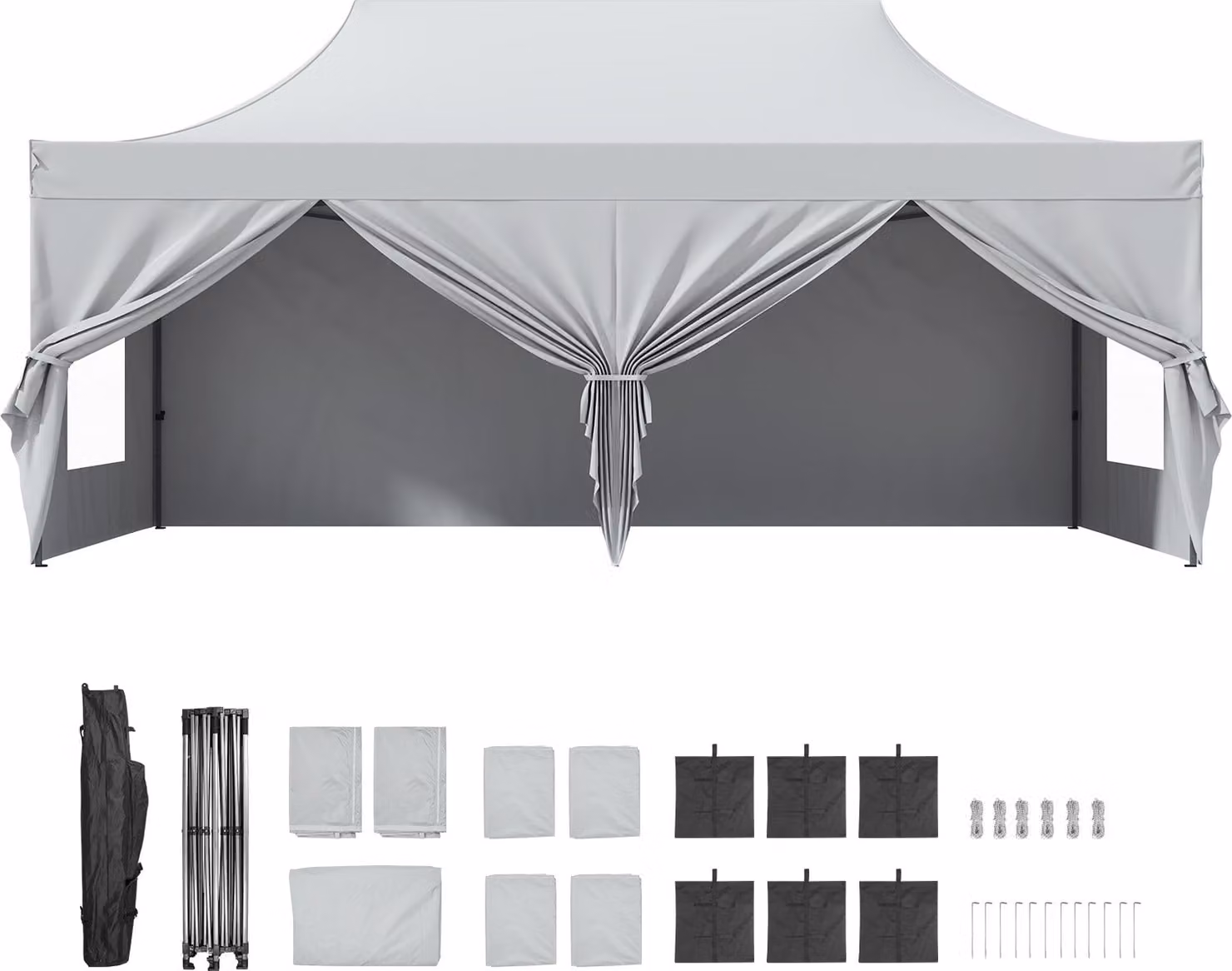 SucceBuy tettoia pop-up, resistente ai raggi UV, impermeabile, gazebo portatile 10 x 20 piedi con pareti laterali rimovibili, borsa su ruote
