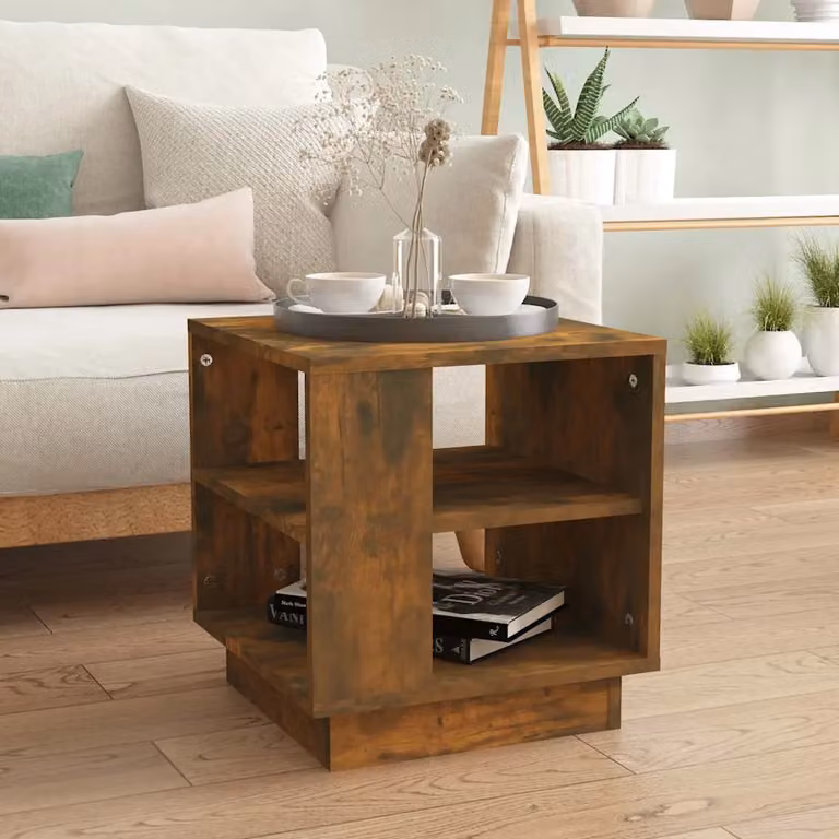 Tavolino da salotto moderno vidaXL in legno color rovere marrone L/P/H: 40 x 40 x 43 cm