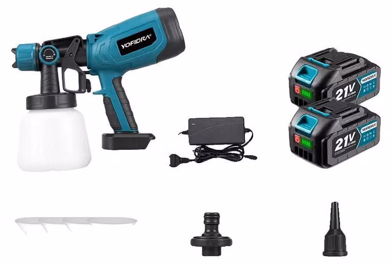 Pistola a spruzzo elettrica, capacità 1000 ml, portata elevata, set di 2 batterie