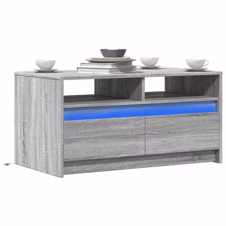Maison Exclusive - Tavolino da salotto a LED in legno composito grigio Sonoma