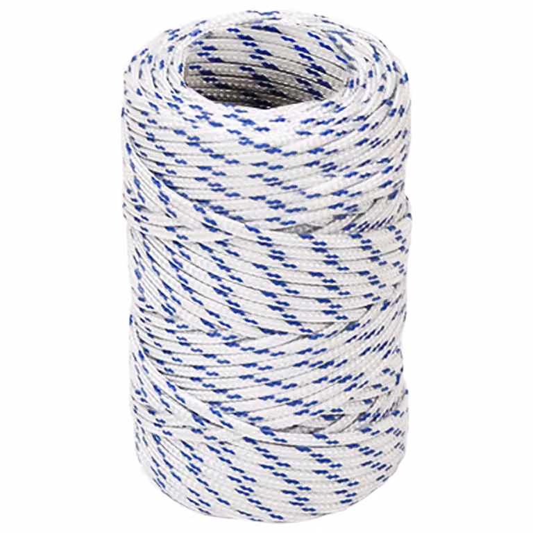 Corda multiuso vidaXL in plastica rivestita, Bianco e Blu, Lunghezza: 25 m, Diametro: 2 mm, Carico massimo: 27 kg