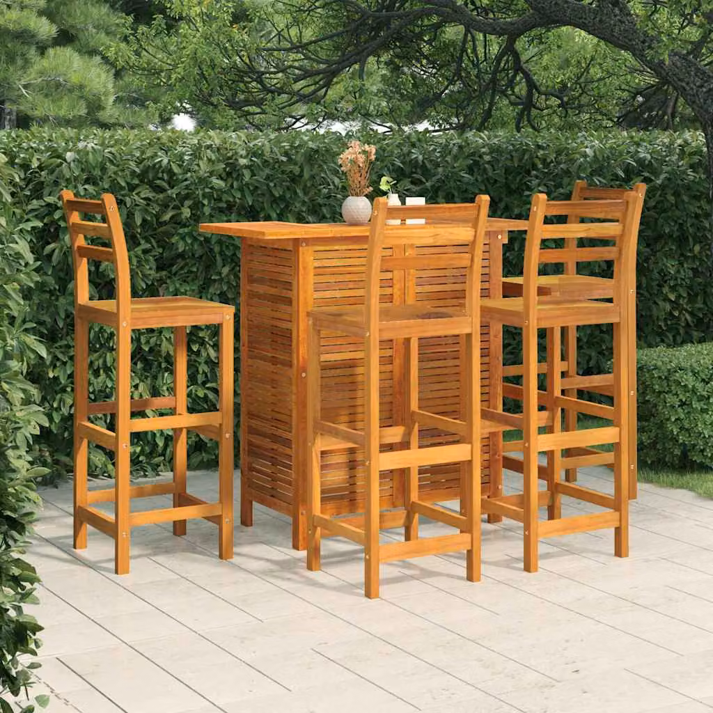 vidaXL Set da Bar per Giardino 5 pz in Legno di Acacia Marrone – 1