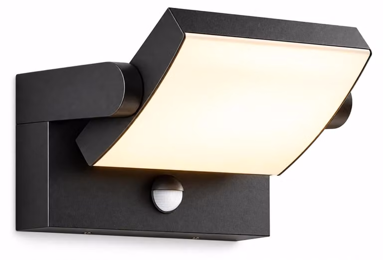 Lampada da parete esterna a LED, 24W, con sensore di movimento, grado di protezione IP65, orientabile