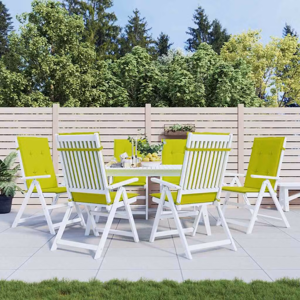 Set di 6 cuscini per sedie vidaXL in tessuto verde, impermeabili e resistenti ai raggi UV, L 120 cm x P 50 cm x H 3 cm