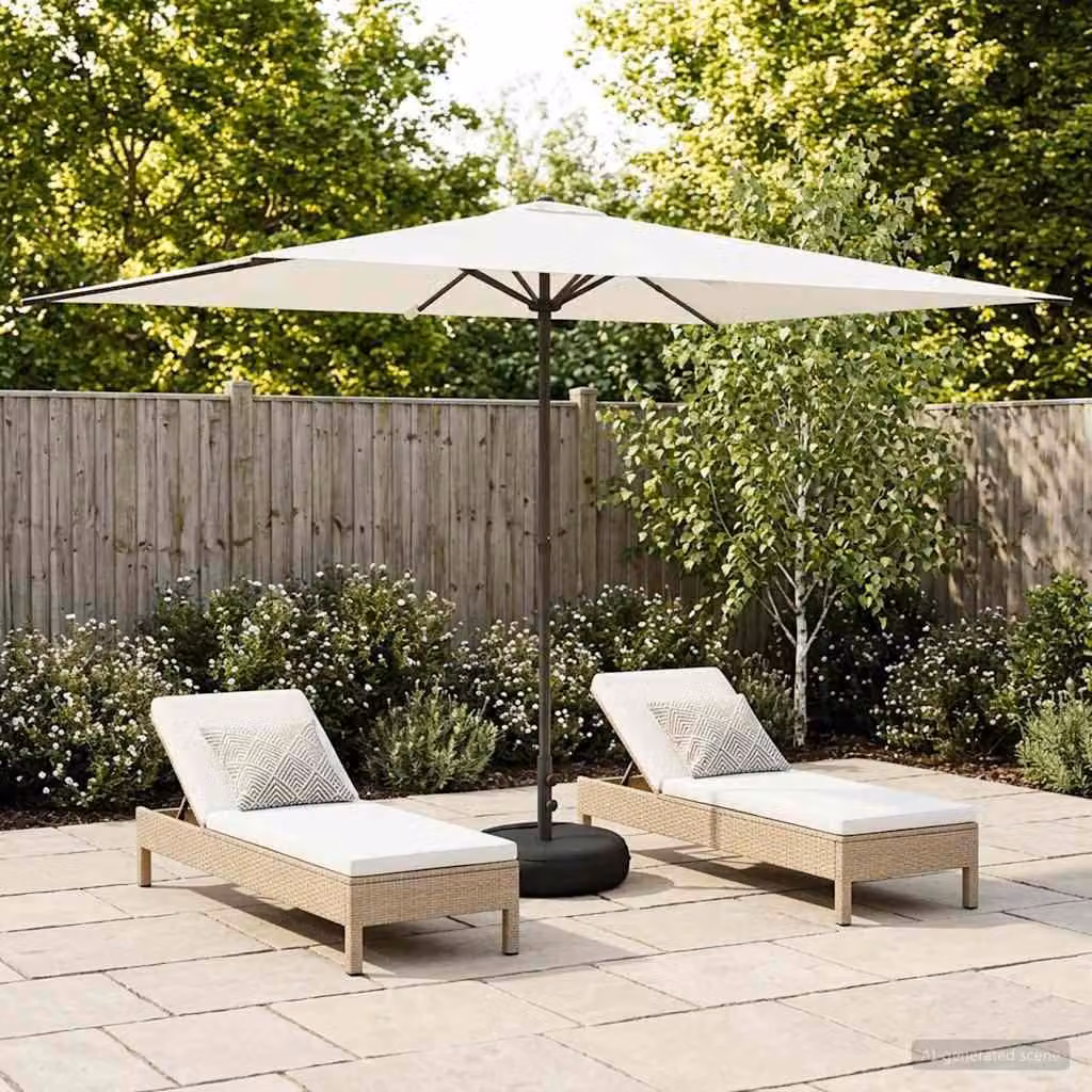 Maison Exclusive - Ombrellone da giardino con base, forma rettangolare, dimensioni 2 x 3 metri, tessuto in poliestere, colore crema
