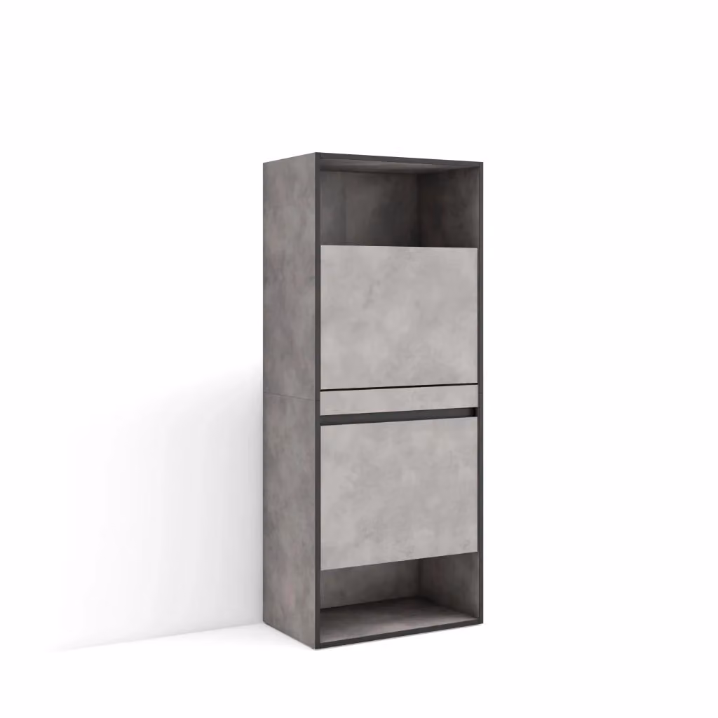 Scarpiera moderna SKRAUT HOME in MDF grigio e nero per camera da letto o ingresso, L/P/H: 60 x 35 x 145 cm – 2