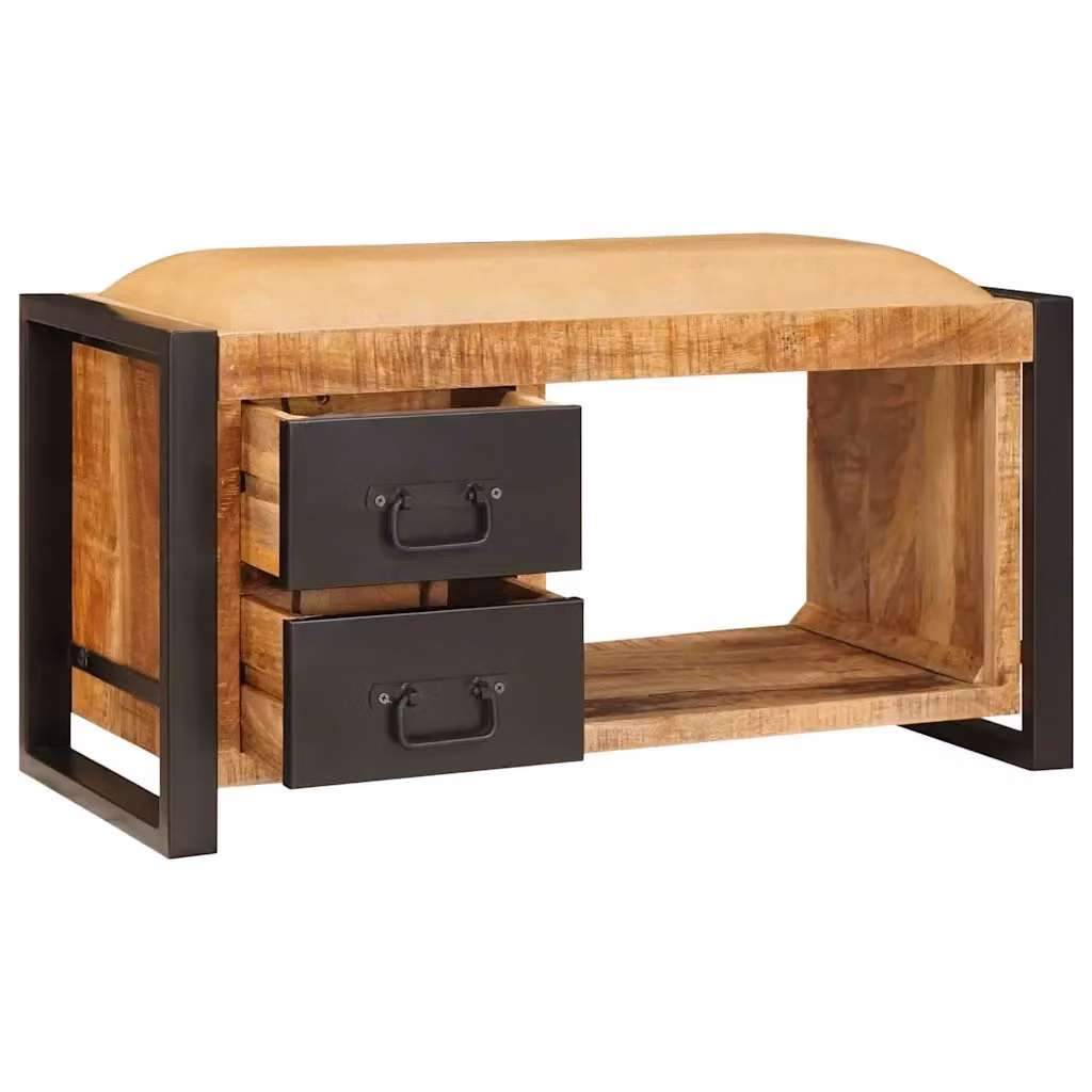 Panchina con contenitore in legno di mango marrone stile industrial vidaXL L: 80 cm, P: 35 cm, H: 40 cm – 2