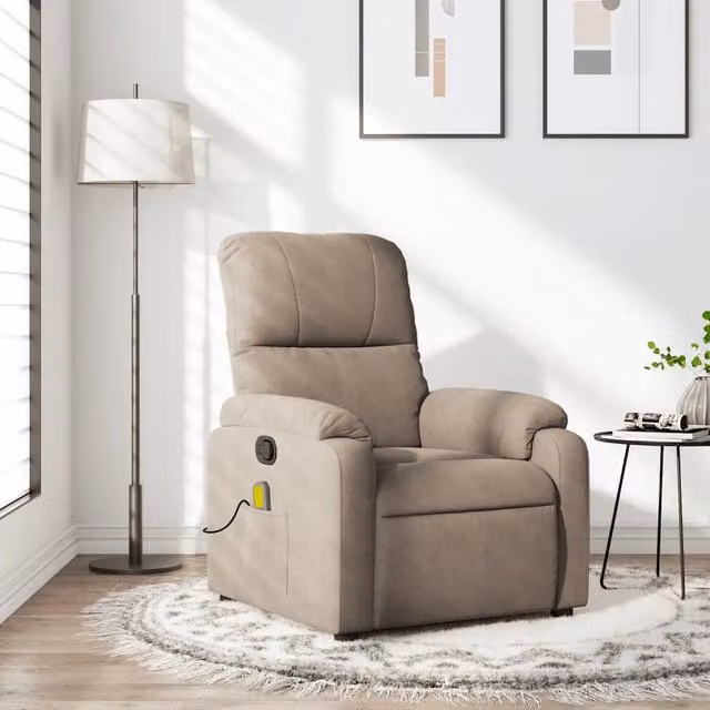 Poltrona Reclinabile Relax vidaXL in Microfibra Beige con Braccioli e Regolazione Manuale