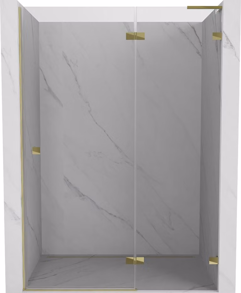 Mexen Lunar L porte doccia battenti destre 130 cm, trasparente, oro - 834L-130-000-50-00-P