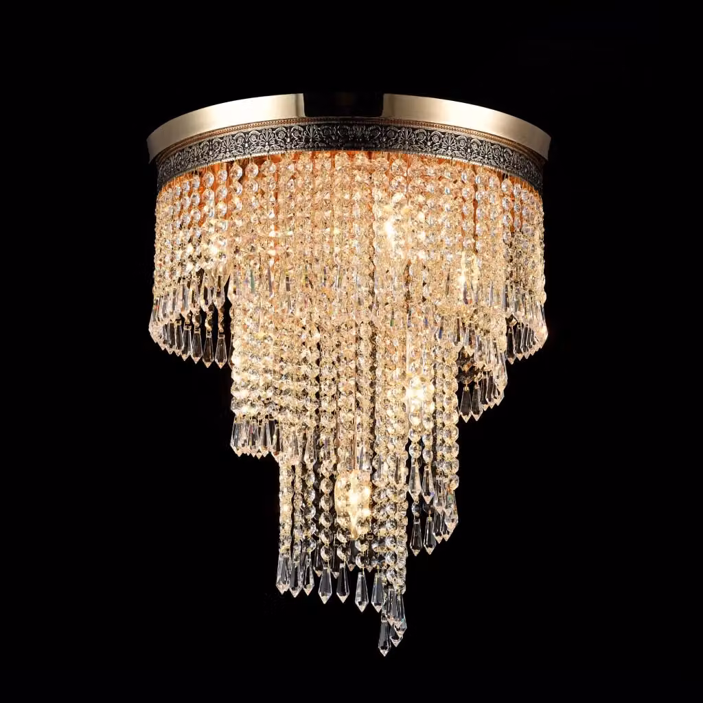 Plafoniera contemporanea Cascade Maytoni con 7 luci E14 in metallo e vetro oro e trasparente – 2