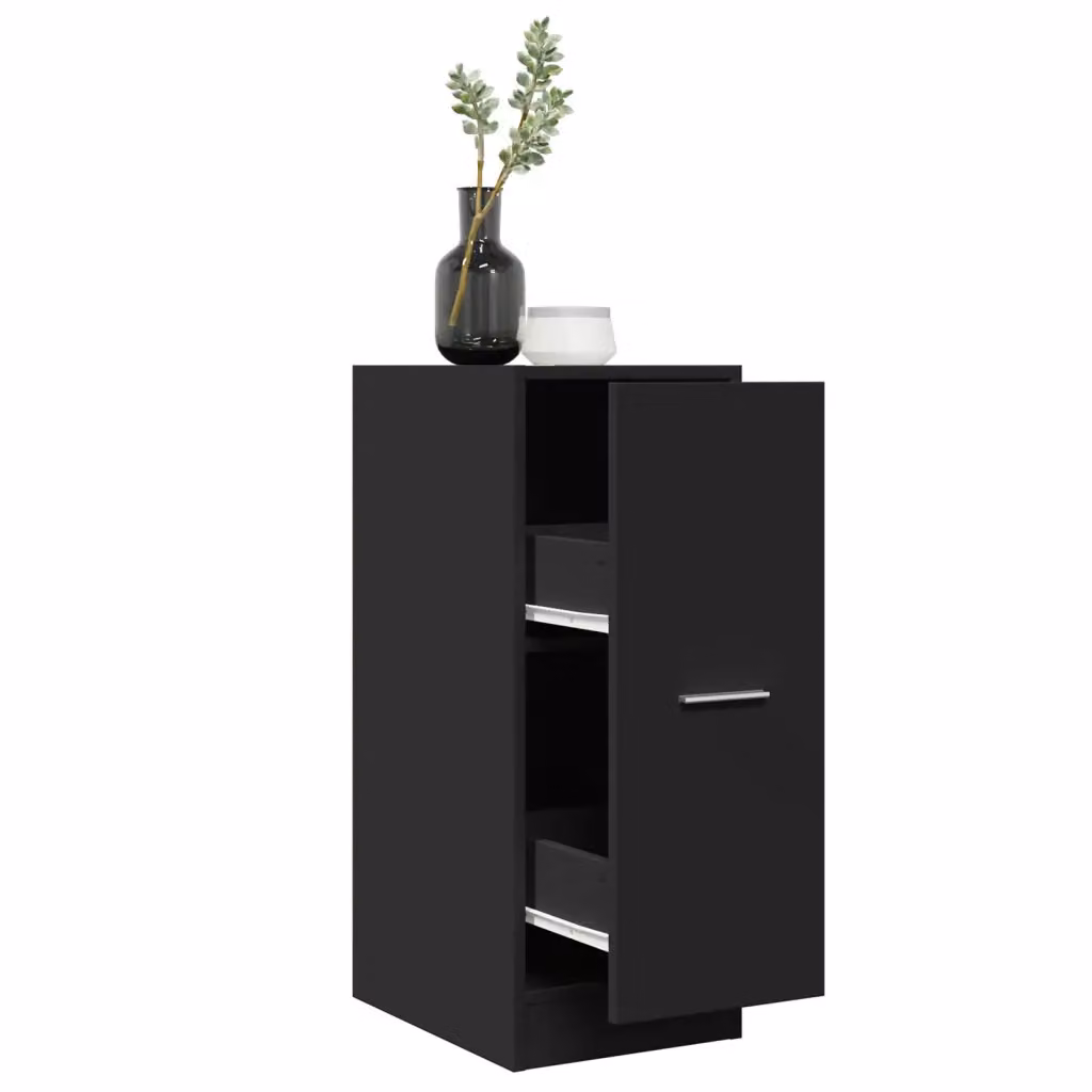 Armadietto da farmacia a parete vidaXL nero in MDF con ripiani e cassetti L/P/H: 30 x 41 x 77,5 cm