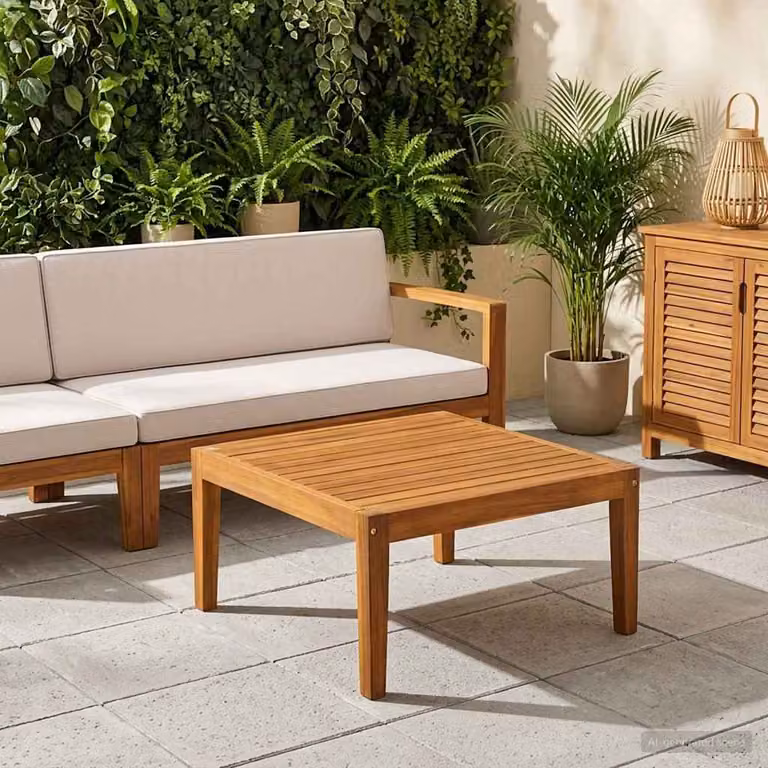 vidaXL Tavolo da Giardino Quadrato in Legno di Acacia Naturale Marrone L: 60 cm, P: 60 cm, H: 30 cm