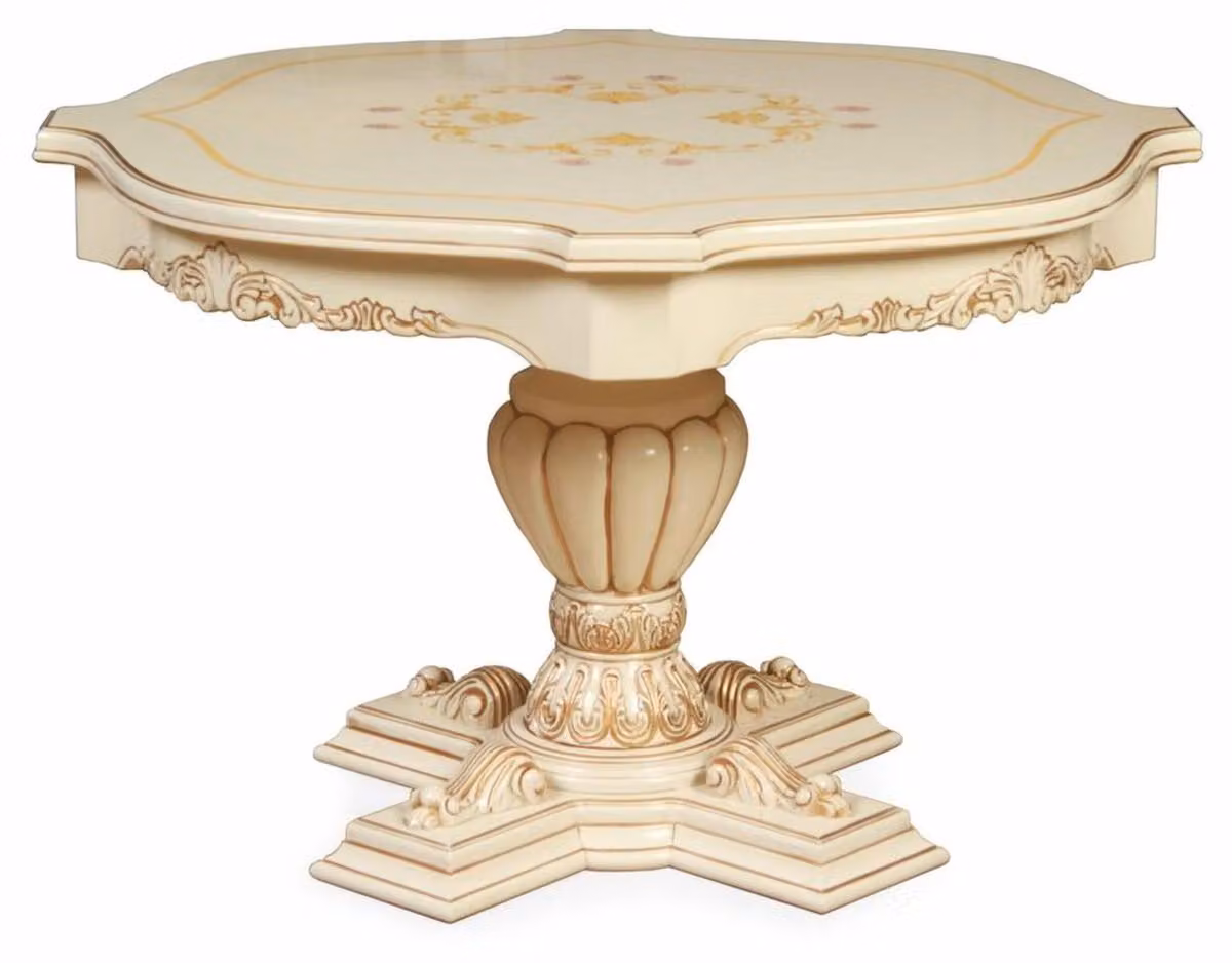 Casa Padrino tavolo da pranzo barocco crema/marrone Ø 120 cm - Mobili barocchi