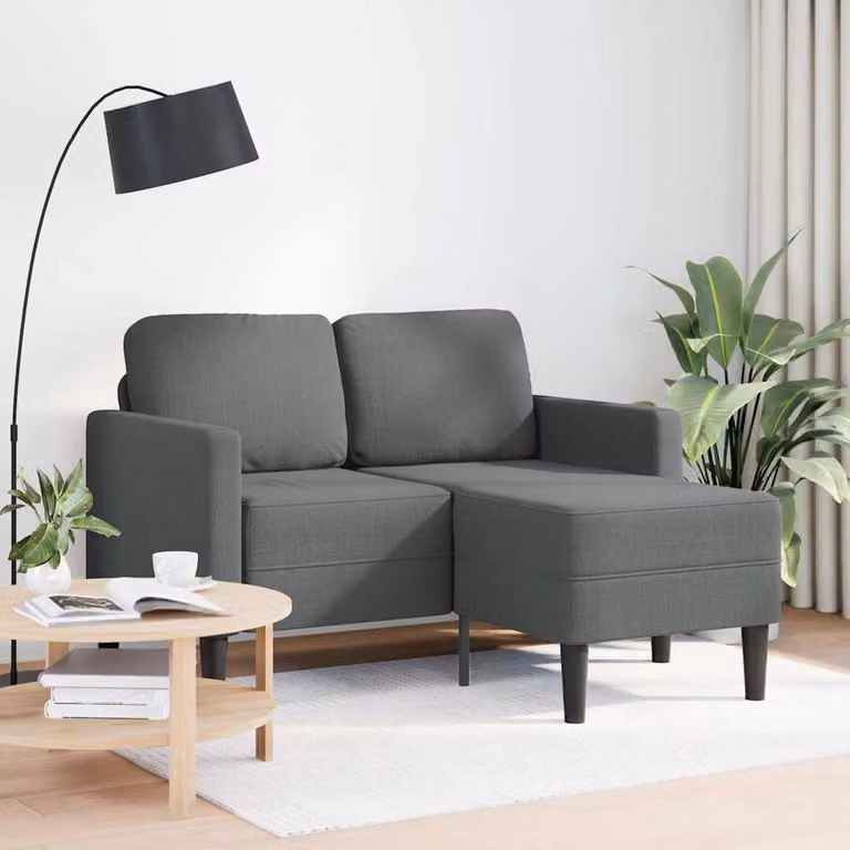vidaXL Divano a 2 posti con chaise longue a L grigio scuro 125 cm