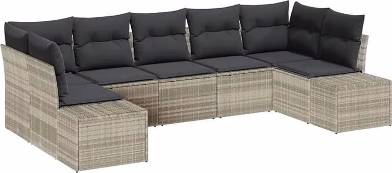 Set Divano da Giardino 7 pcs Grigio chiaro polyrattan