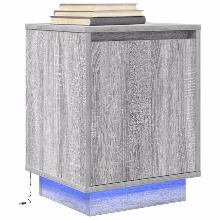 Comodino con Luci LED vidaXL Grigio e Sonoma L: 38 cm, P: 34 cm, H: 50 cm
