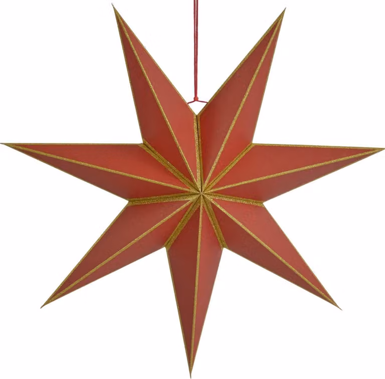 Stella di Natale in carta45 cm rossa a 7 punte – Decorazione da appendere pieghevole e riutilizzabile – Mica Decorations
