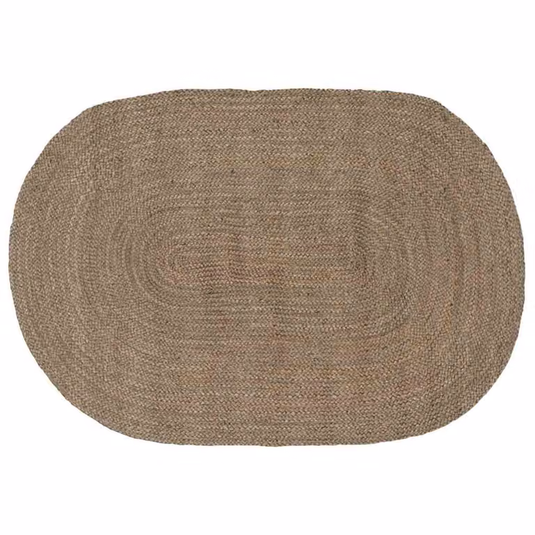 Tappeto in juta vidaXL moderno di forma ovale, Grigio e Beige, L: 122 cm x P: 183 cm