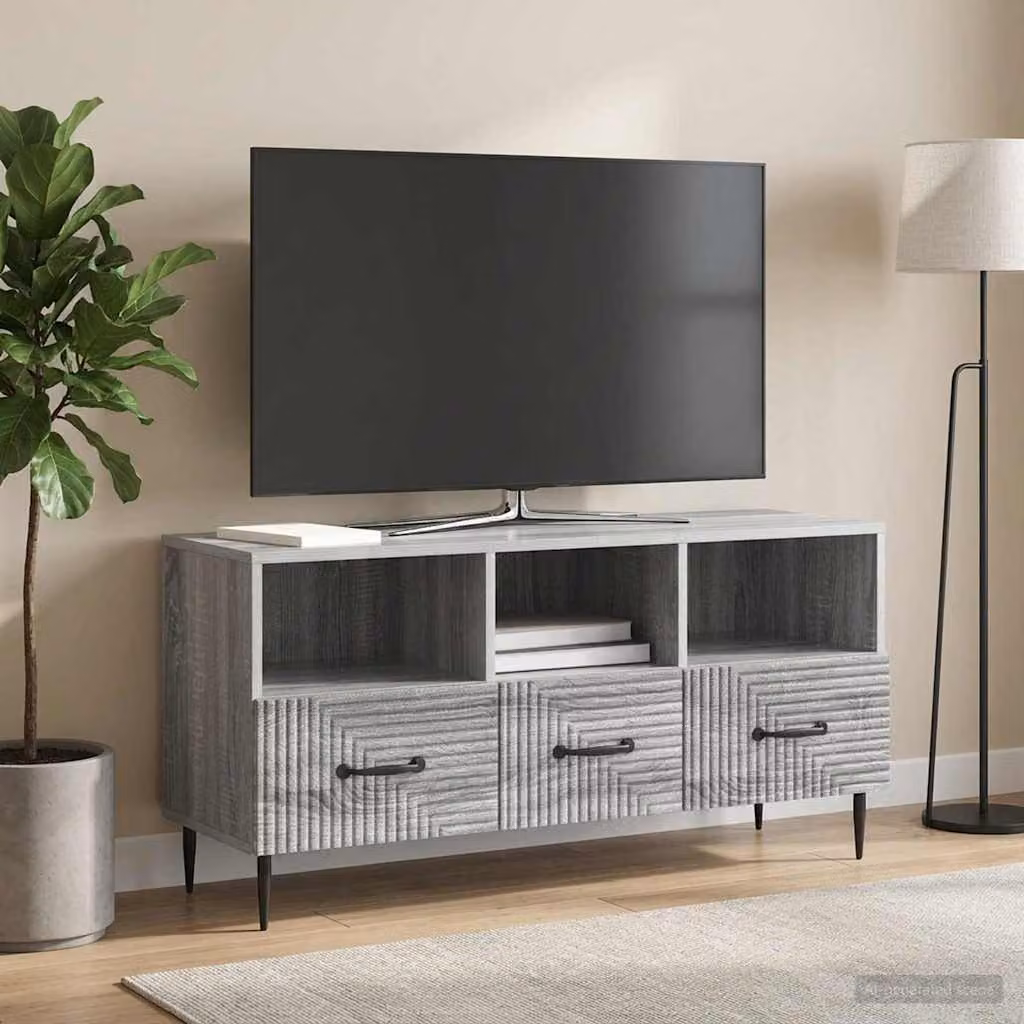 Mobile TV moderno vidaXL Grigio, L 102 x P 34,5 x H 50 cm in legno e metallo