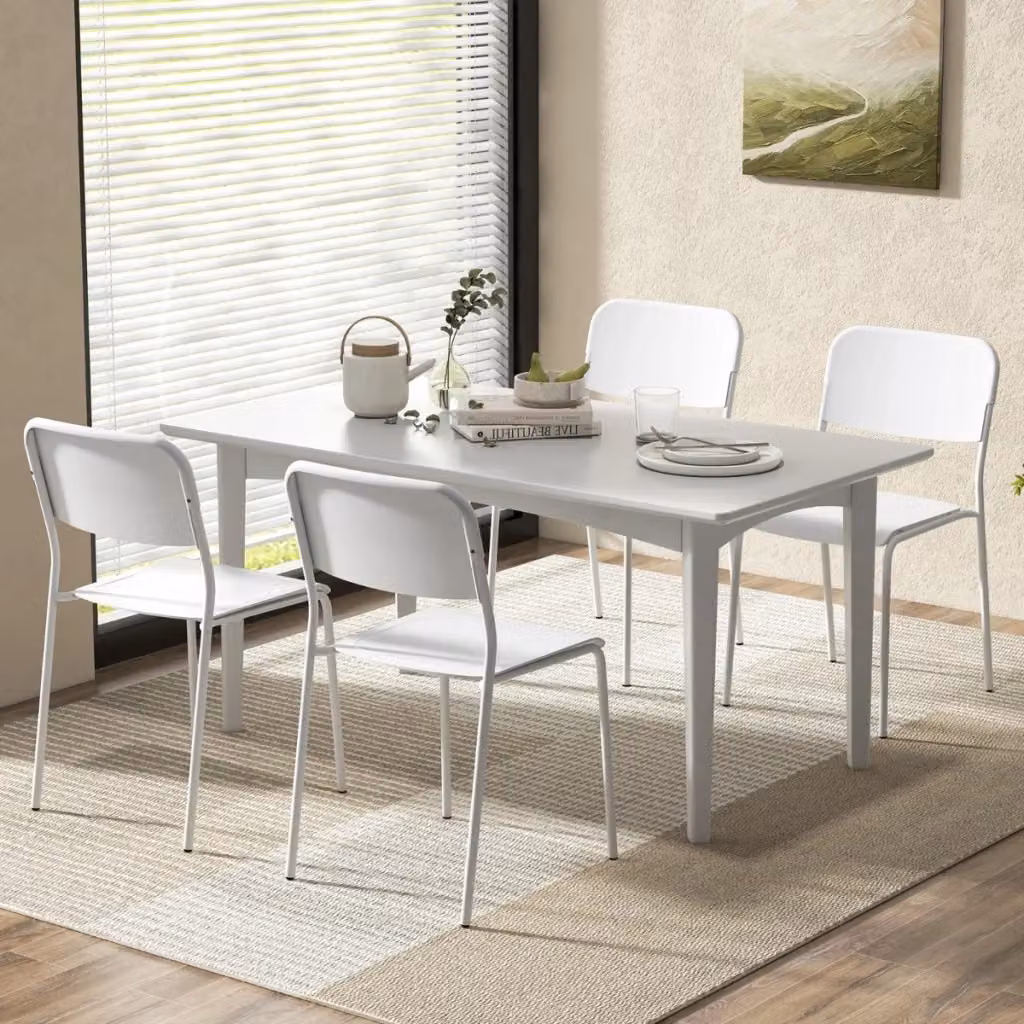 Set di 4 sedie da pranzo moderne Design Mania bianche impilabili con gambe in metallo – 2
