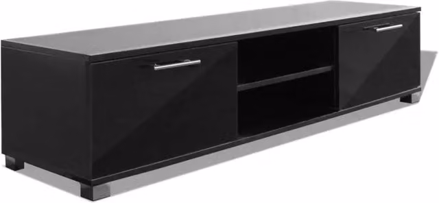 Mobile TV moderno in MDF nero lucido L/P/H: 120 x 40,5 x 35 cm – 1