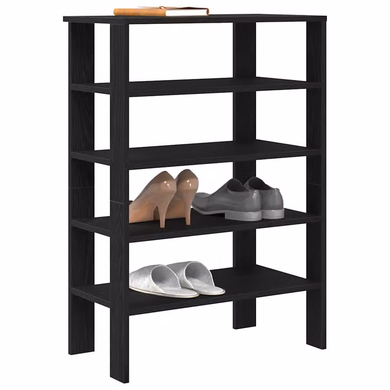 Scarpiera moderna vidaXL nera in MDF con ripiani piatti, L: 61 cm, P: 32 cm, H: 87,5 cm