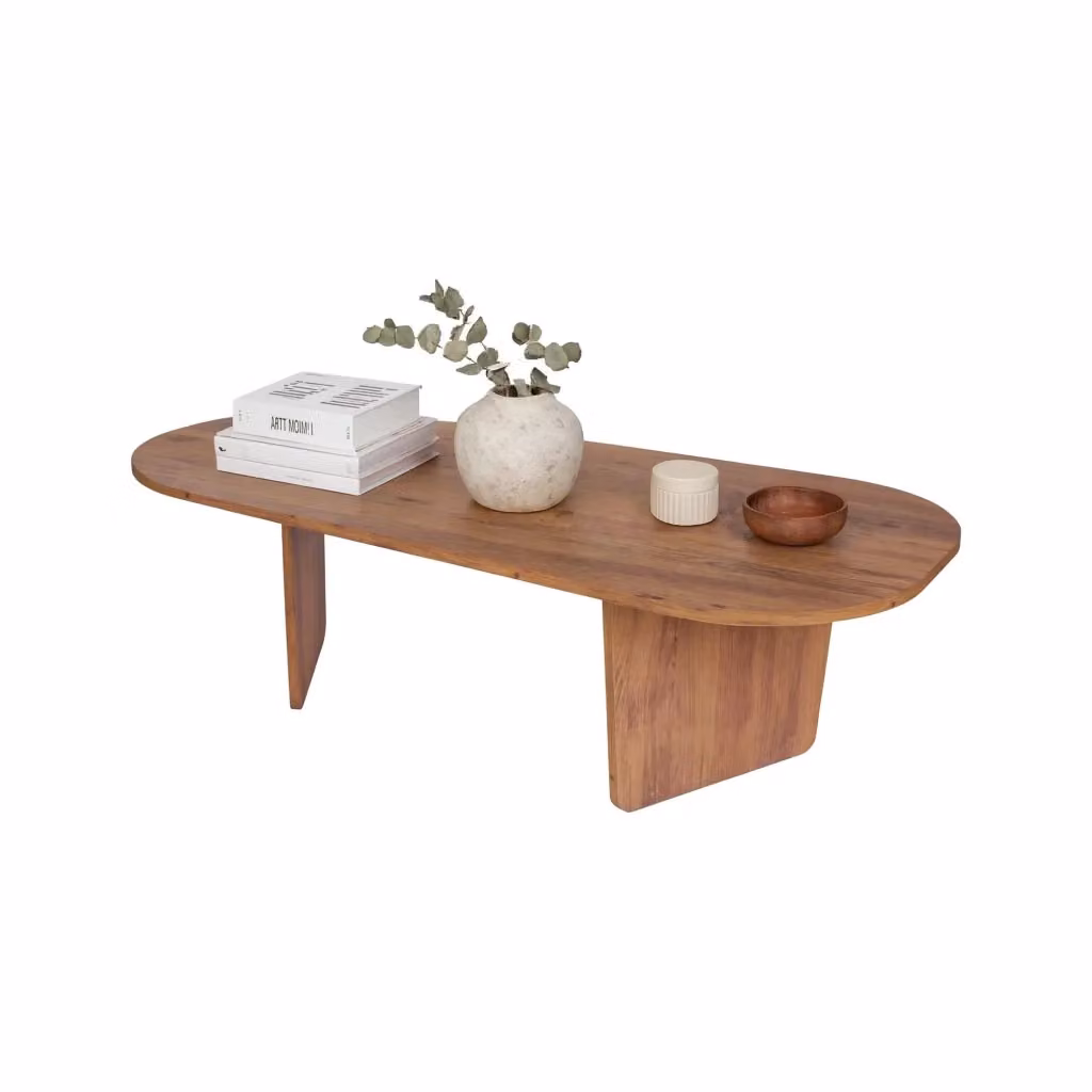 DMORA Tavolino da Salotto Ovale in Legno Rovere Marrone L: 130 cm, P: 65 cm, H: 40 cm – 2