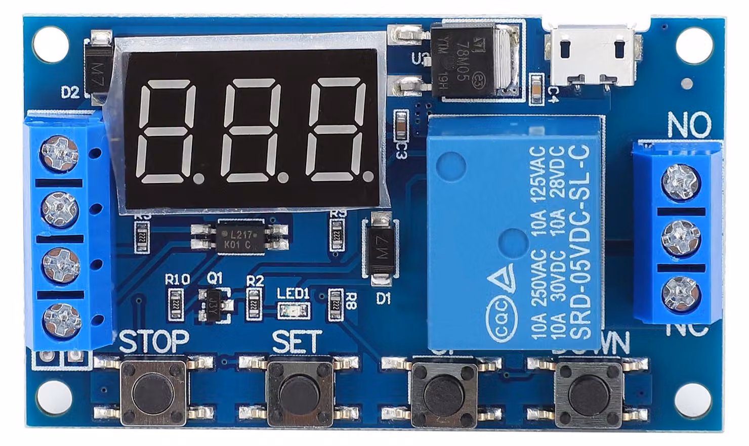Scheda relè, interruttore per circuiti di temporizzazione ciclica, modulo trigger con timer e ritardo, 6-30 V, Micro-USB 5 V