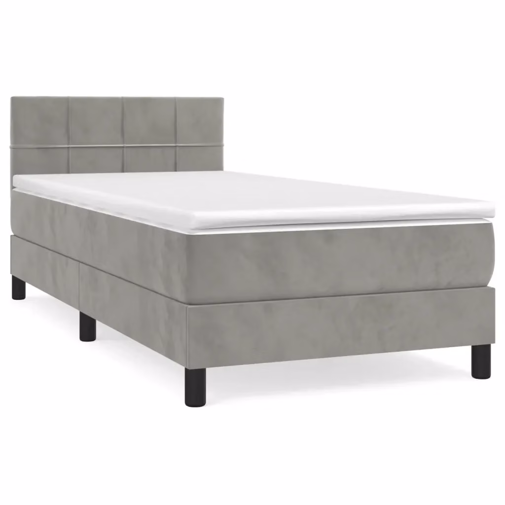 Letto Ibrido con Giroletto a Molle e Materasso vidaXL in Velluto Grigio e Bianco L/P/H: 193 x 90 x 30 cm – 2
