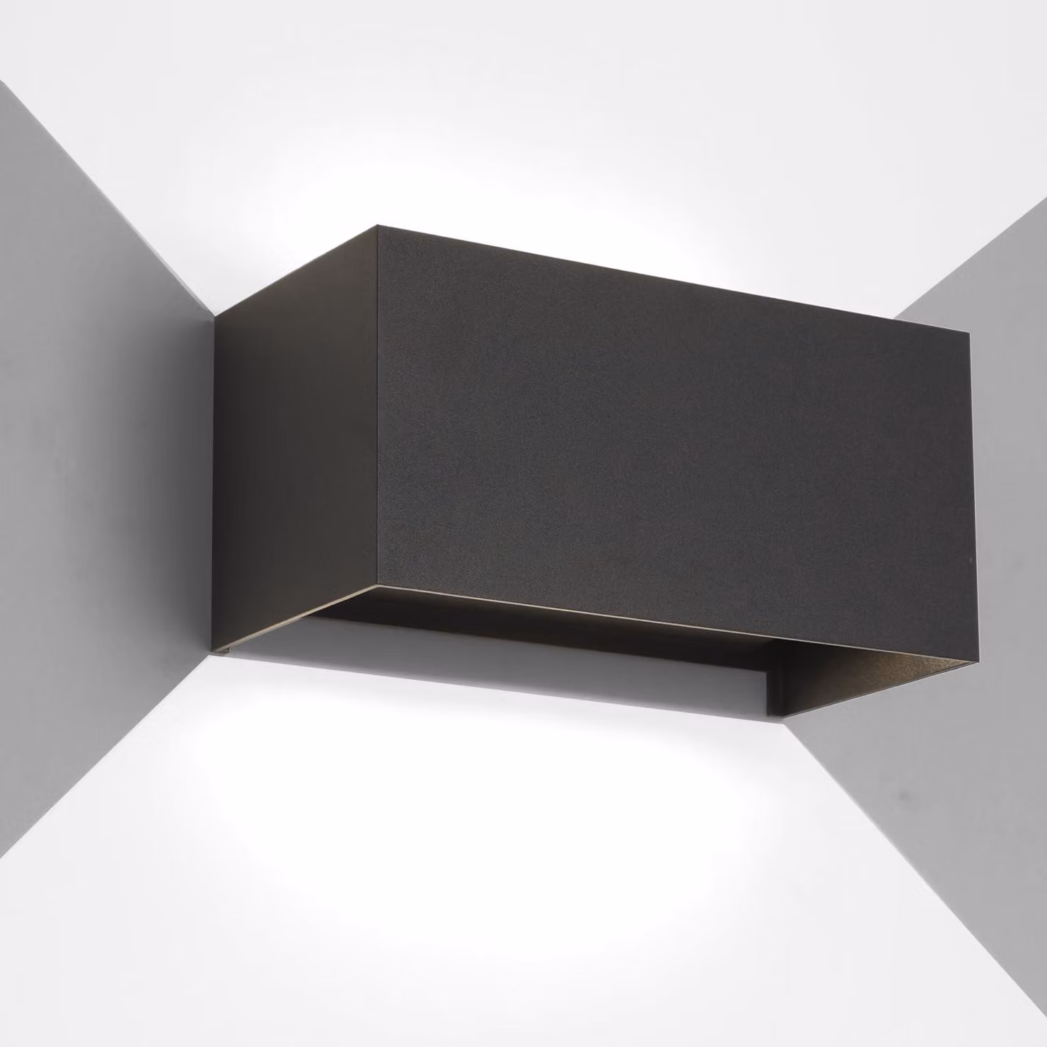 Lampada da parete da 25W, grado di protezione IP65 (resistente all'acqua), luce bianca fredda a 6500K, colore nero, realizzata in alluminio