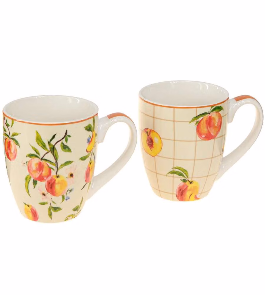 Decoris Tazza in ceramica Colazione Caffè Tè Fantasie Pesca 10,5 cm