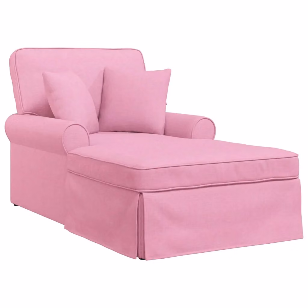 Chaise Longe Moderna vidaXL in Tessuto Rosa con Gonna e 3 Pezzi, L/P/H: 157 x 91 x 91 cm – 2