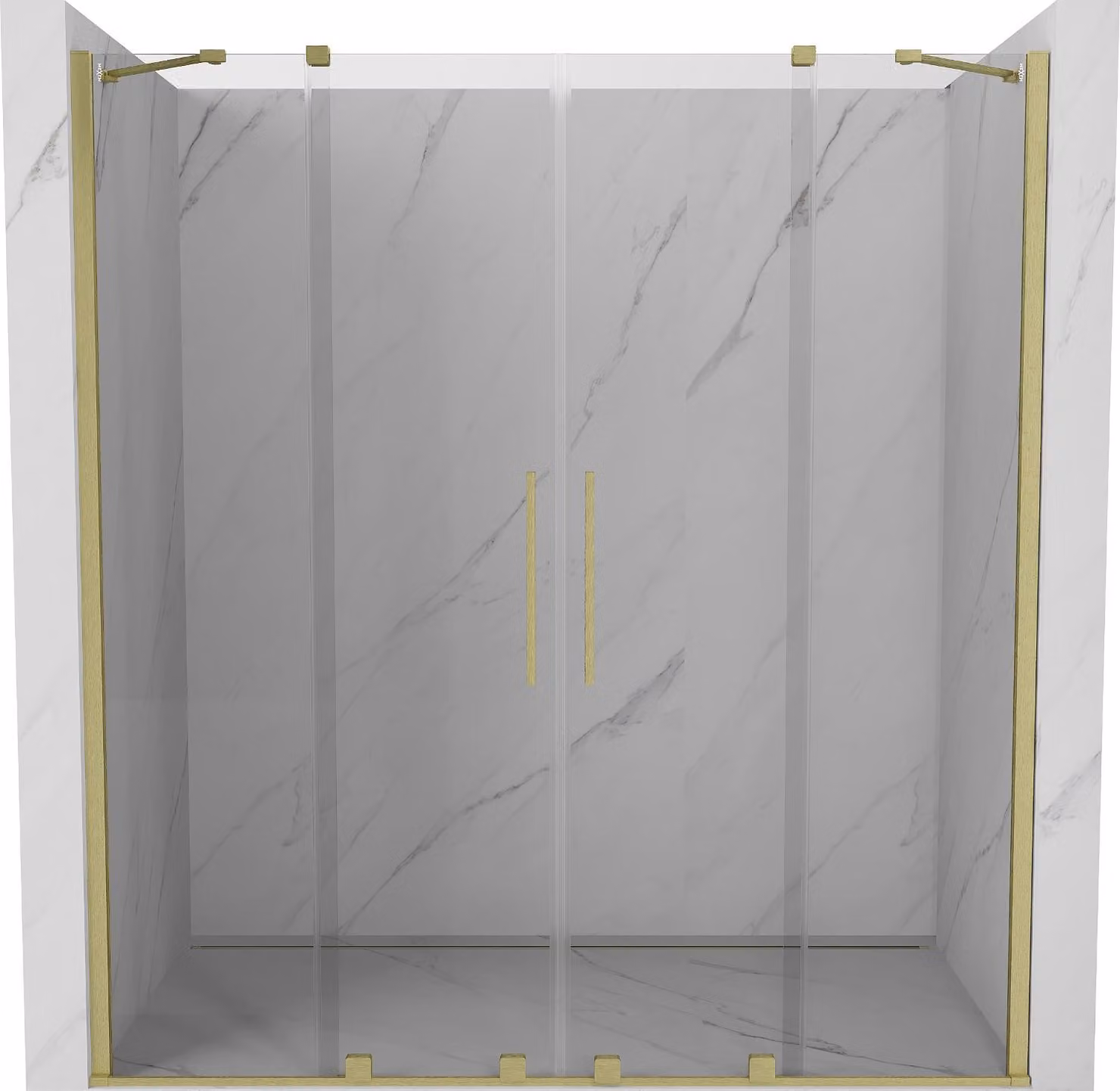 Mexen Velar Duo porte doccia scorrevoli 170 cm, trasparente, oro spazzolato - 871-170-000-02-55