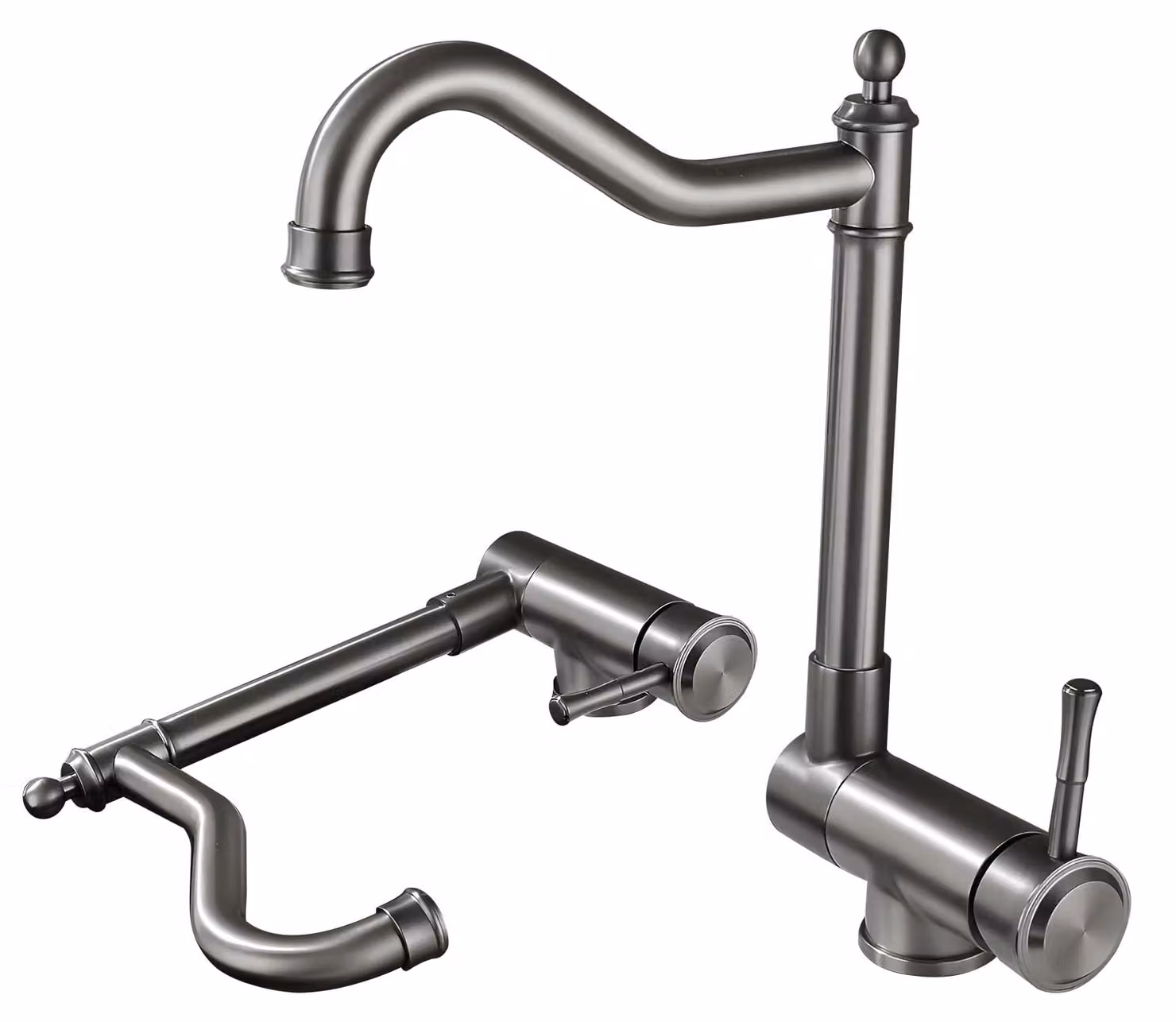 Rubinetto da cucina pieghevole, grigio, con rotazione di 180°, altezza 6,5 cm