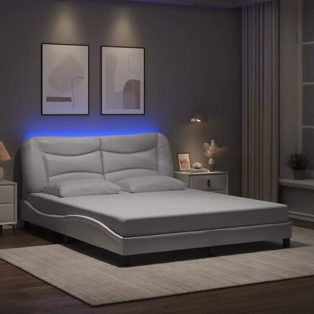 Giroletto con LED e porta USB Hvar vidaXL Bianco L 160 cm x P 200 cm
