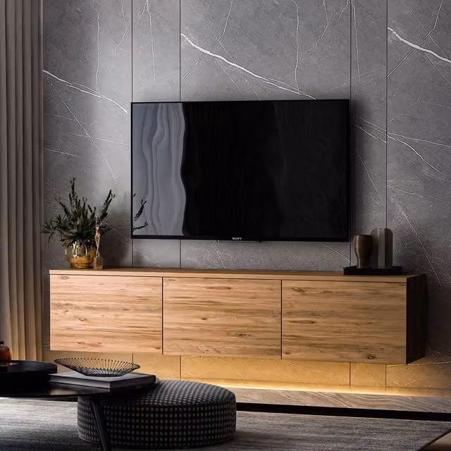 Mobile porta TV pine con neon