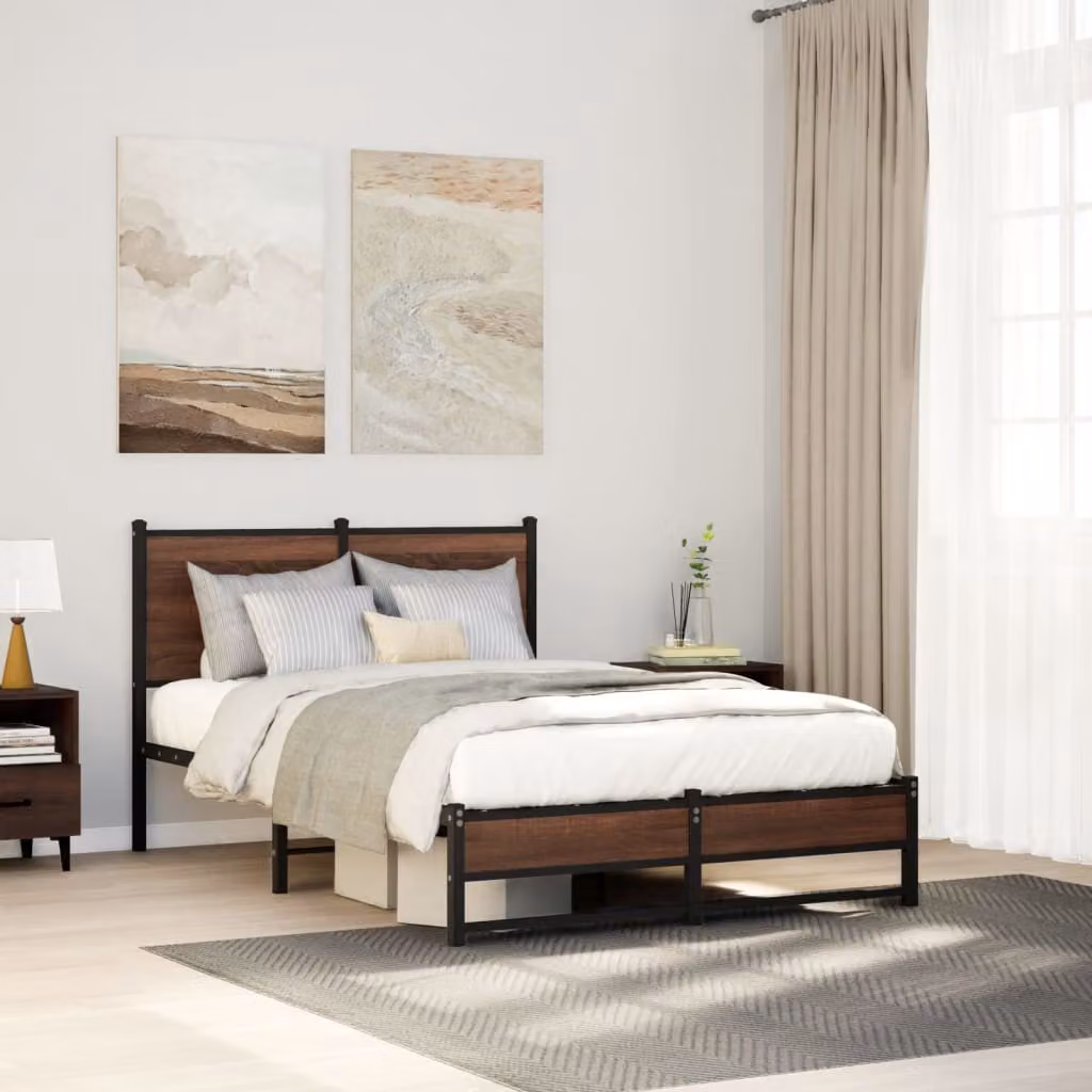 Giroletto in metallo vidaXL senza materasso, colore marrone, L 120 x P 200 cm – 1