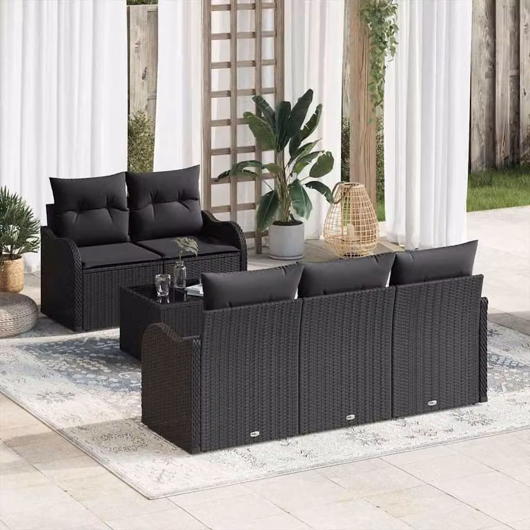 Maison Exclusive - Set Divano da Giardino Nero polyrattan