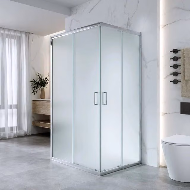 Box Doccia H 185 cm 3 Lati 70x120x70 Cm vetro 6 mm Opaco Scorrevole| Kiro