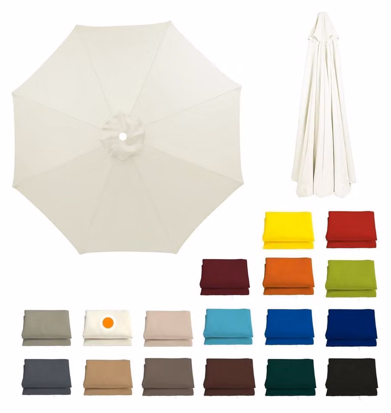 Copertura di ricambio per ombrellone, 300 cm di diametro, 8 stecche, 270 cm di altezza, colore bianco, impermeabile, in poliestere