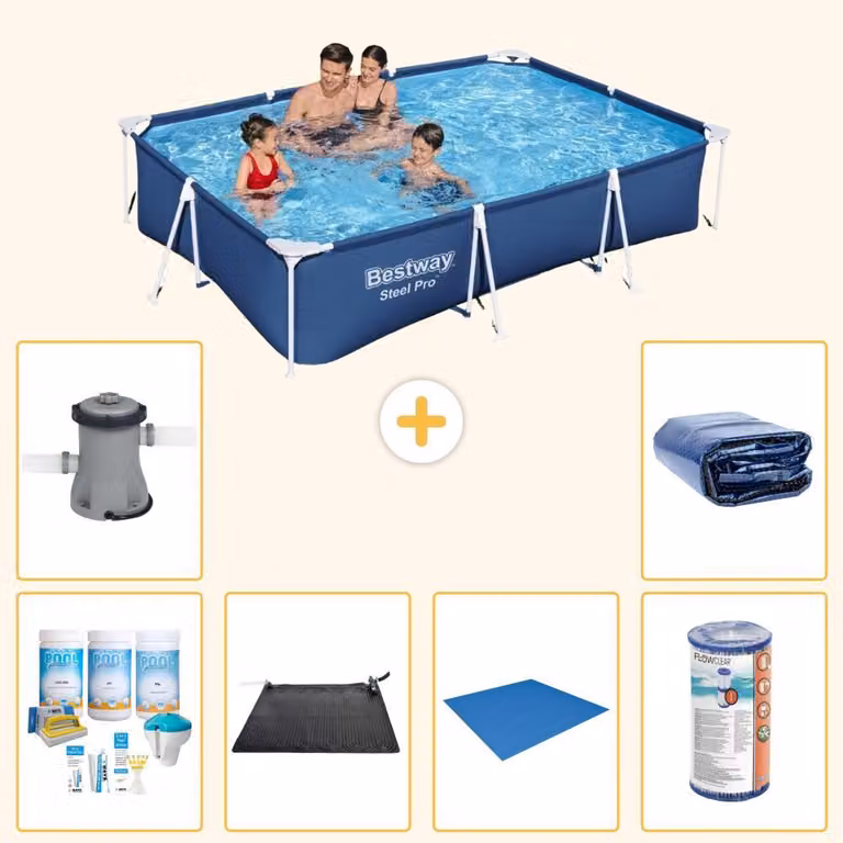 Bestway Steel Pro, piscina rettangolare - 300x201x66 cm - 7 pezzi - Modello S21554
