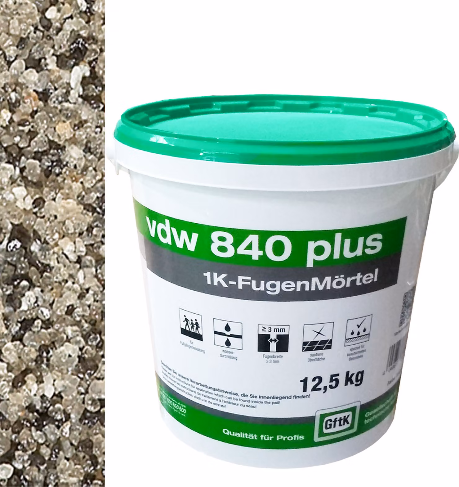 vdw 840 plus 1K-Fugenmörtel 12,5kg Steingrau