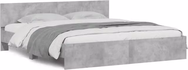 Letto matrimoniale | Letto per adulti | Giroletto con Testiera Grigio Cemento 160x200 cm