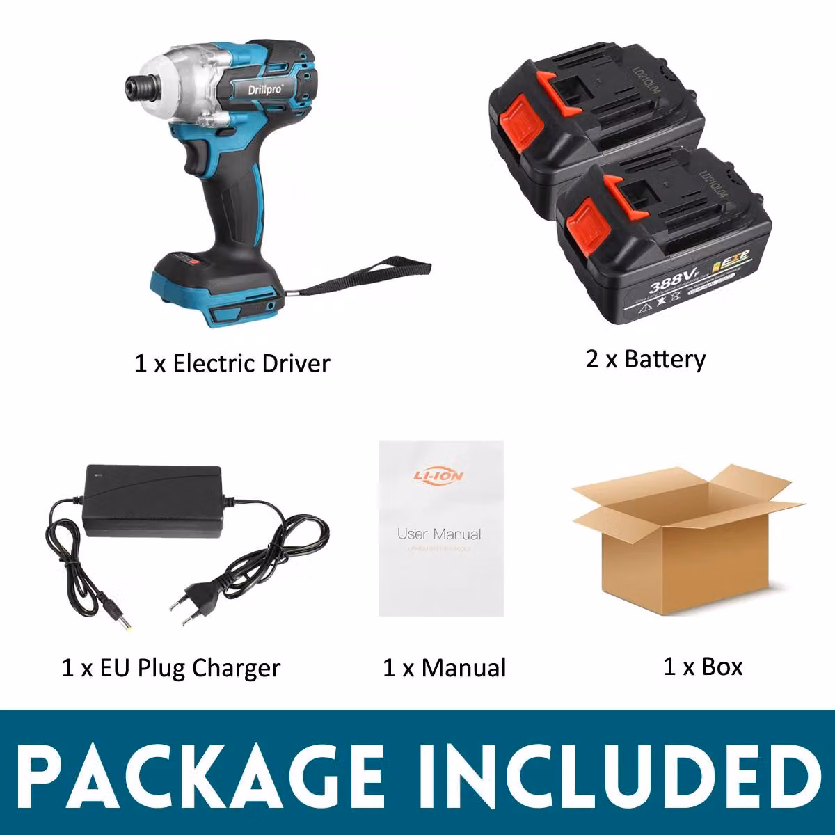 Avvitatore a percussione a batteria - Avvitatore senza fili - Coppia di serraggio: 520 Nm - 18 V - Motore brushless - 3300 giri/min - 2 batterie - Attacco quadrato da 1,27 cm